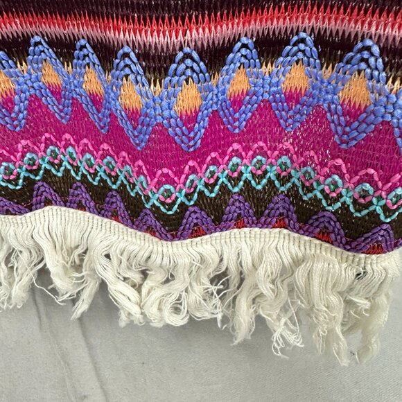 Emery Rose Multicolor Fringe Hem Sleeveless Crochet Dress Size L Polyester - Picture 3 of 7